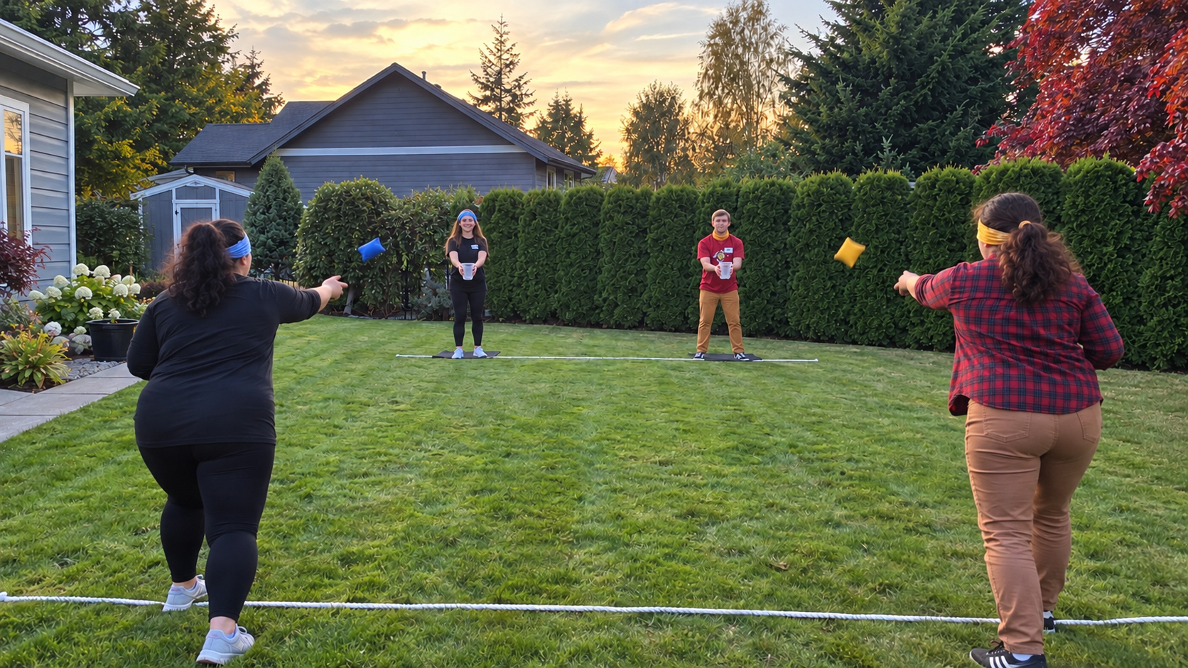 Blindfolded beanbag toss challenge